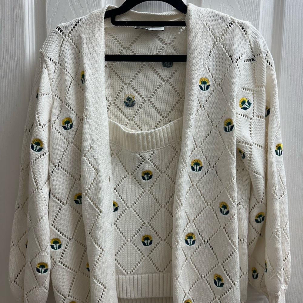 Tiny Big Sister knitted cardigan and tank top set